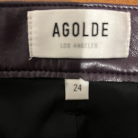 Agolde Recycled Leather 90’s Pinch Waist Pants in Nightshade size 24 - Picture 6 of 10